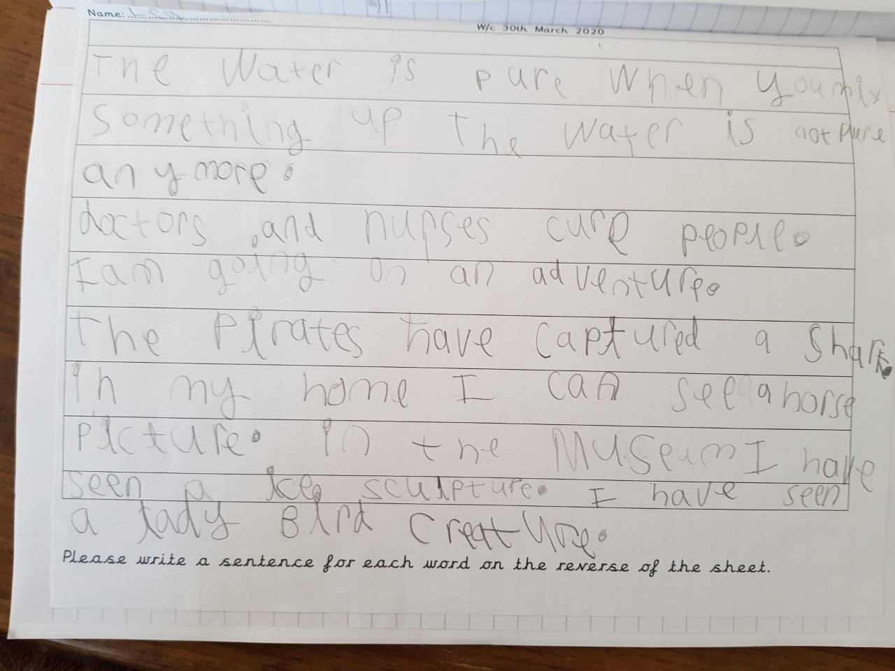 Sentences using the 'ure' trigraph.